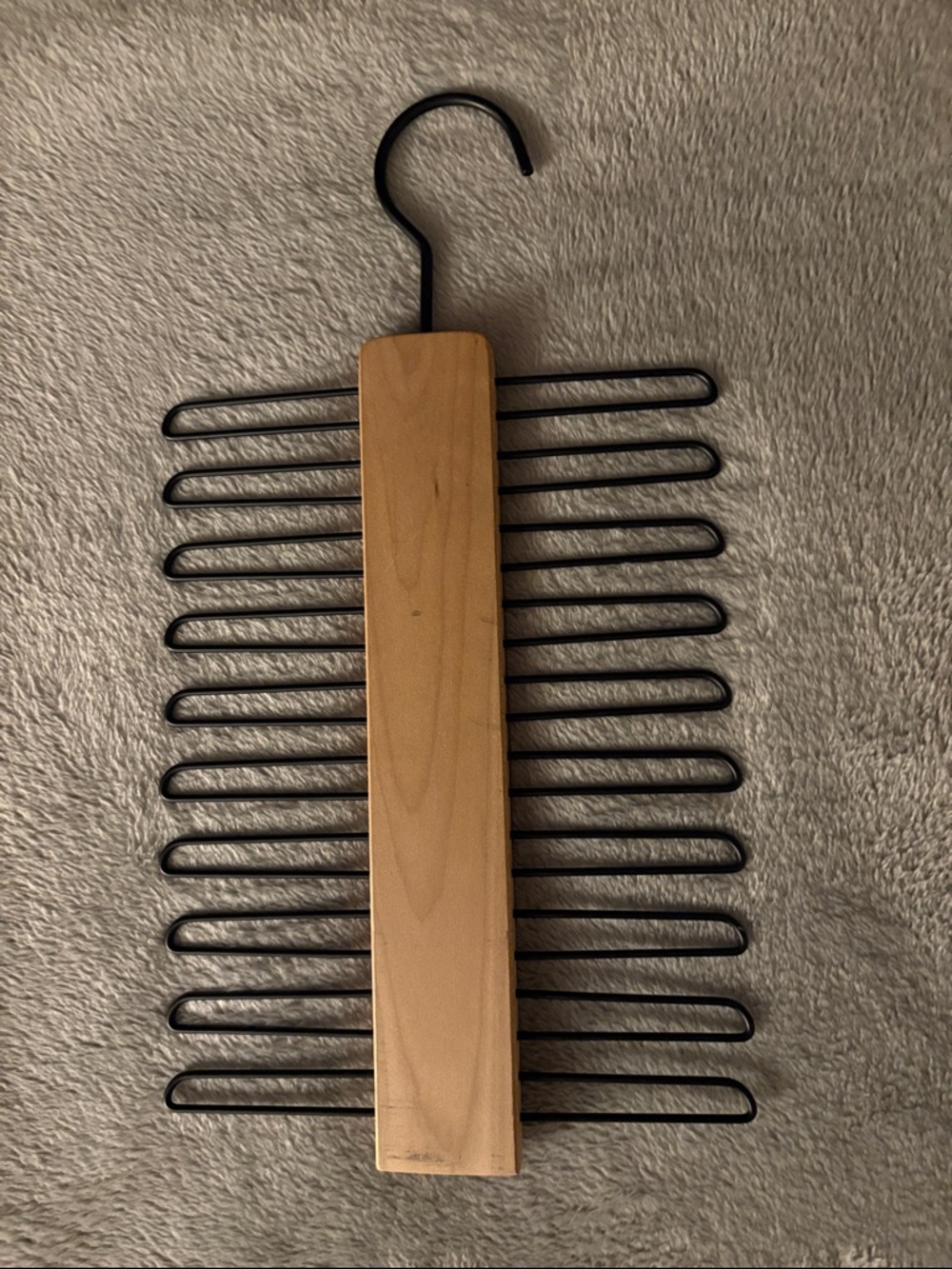 Wood and Black Metal Multi-Tier Tie or Scarf Hanger